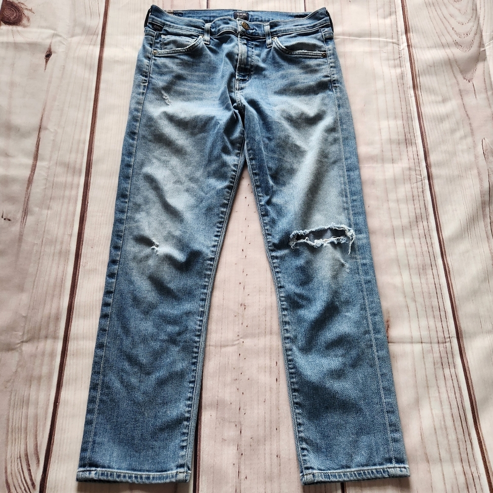 Citizens of Humanity "Agnes Crop" Mid Rise Slim Straight Blue Jean, Women's 26 - Picture 3 of 12